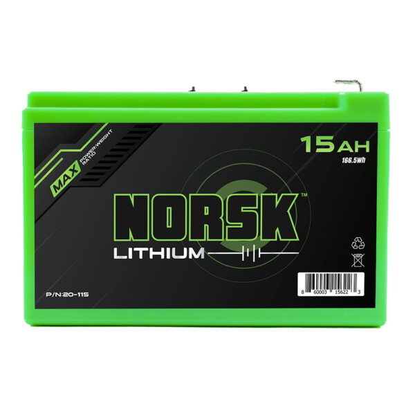 15ah Norsk lithium-ion battery Product Photo - Front View