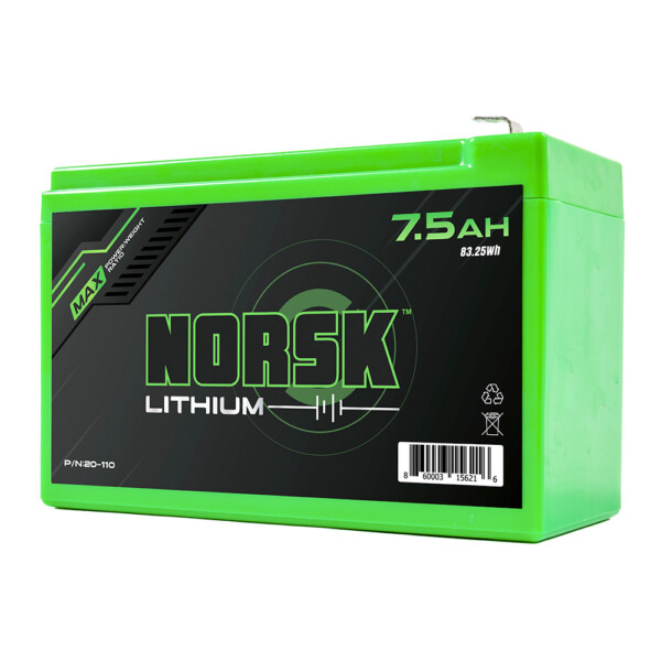 7.5Ah Norsk Lithium Battery - 1200x900 Product Image Three Quarter