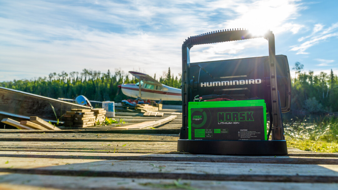 Norsk Lithium 15Ah Lithium Ion Battery pwoeing a Helix on a Fishing Trip in Canada 1