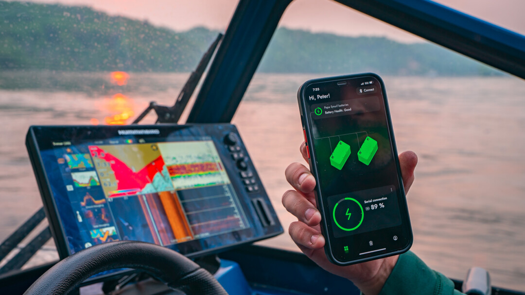 Angler checking his Batteries using the bluetooth Guardian App 2 – 1920X1080 Angler checking his Batteries using the bluetooth Guardian App 2 1920X1080