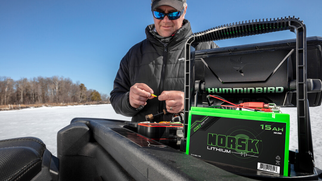 James Holst Prepping to fishing with Norsk Lithium 15AH Lithium Ion Battery 15AH Battery Powering a Humminbird Helix 7 1920X1080 1