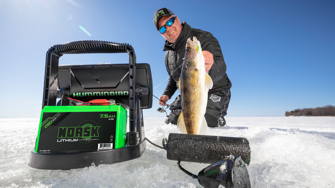 James Holst catching fish with Norsk Lithium 7.5AH Lithium Ion Battery Powering a Humminbird Helix 7 1080X1920 1