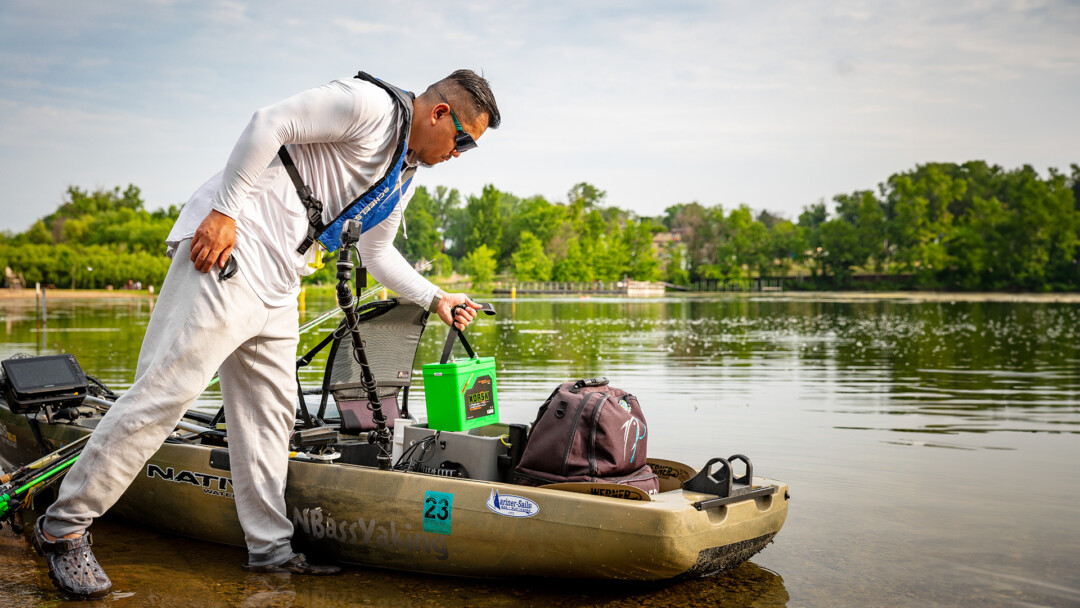 Rocky Vang hooking up a Norsk Lithium 12v 50ah Battery in his Kayak Rocky Vang hooking up a Norsk Lithium 12v 50ah Battery in his Kayak 1