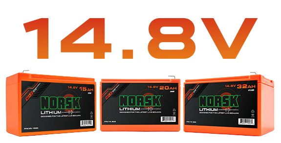 Norsk LIthium 14.8V 3 Battery Lineup with 14.8V Icon V2 copy