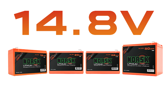 Norsk LIthium 14.8V 3 Battery Lineup with 14.8V Icon with 50