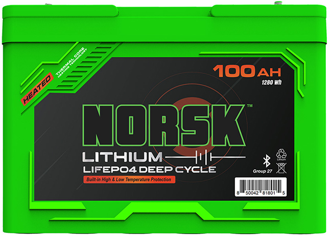 100Ah 12V NORSK Lithium LIFEP04 Heated Battery (Mitchell's house battery to run four fishfinders and boat accessories)