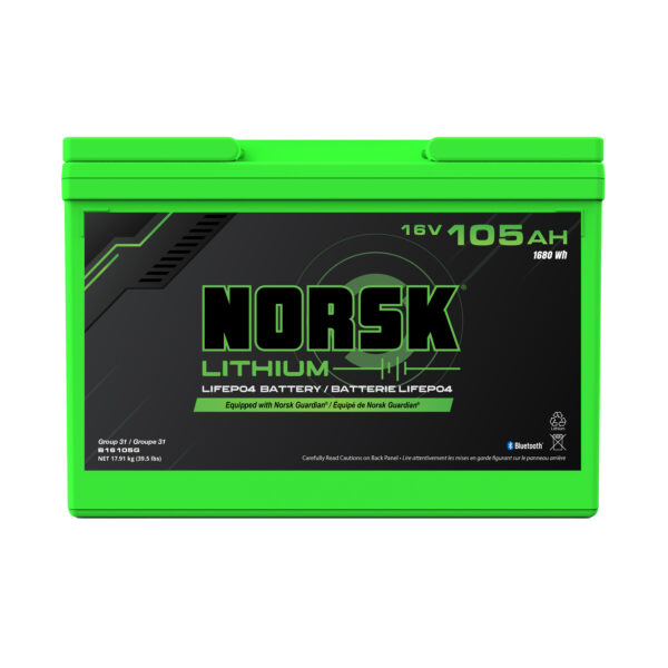 B16105G 16V 105Ah Norsk Lithium LifePo4 Battery Product Photo 3000x3000px scaled