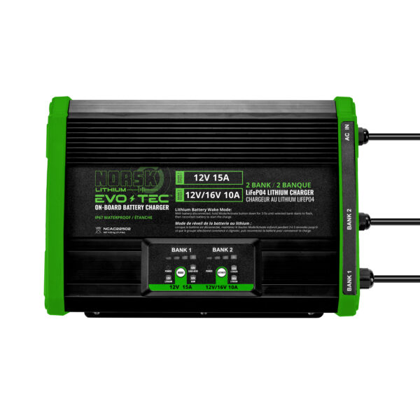 Norsk Lithium EVO-TEC™ 12+12/16V - 2 BANK SELECTABLE ON-BOARD CHARGER