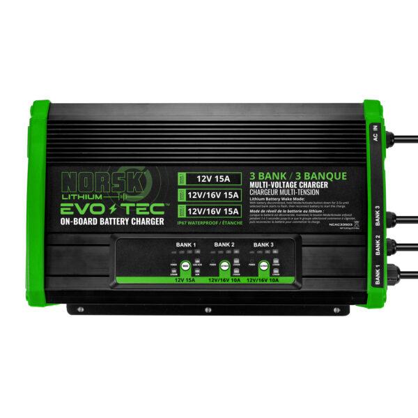 Norsk Lithium EVO-TEC™ 12V + 12V/16V + 12V/16V - 3 Bank Selectable On-Board Charger