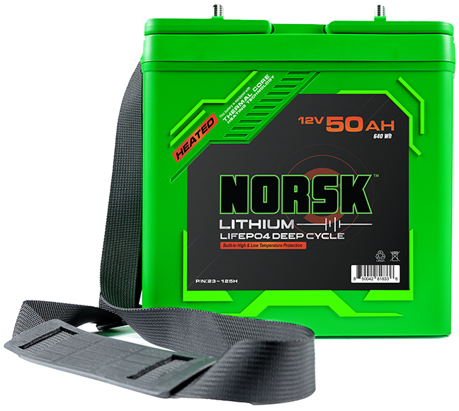 Norsk Lithium 12V 50AH Heated battery for kayak trolling motor fishing electronics 5