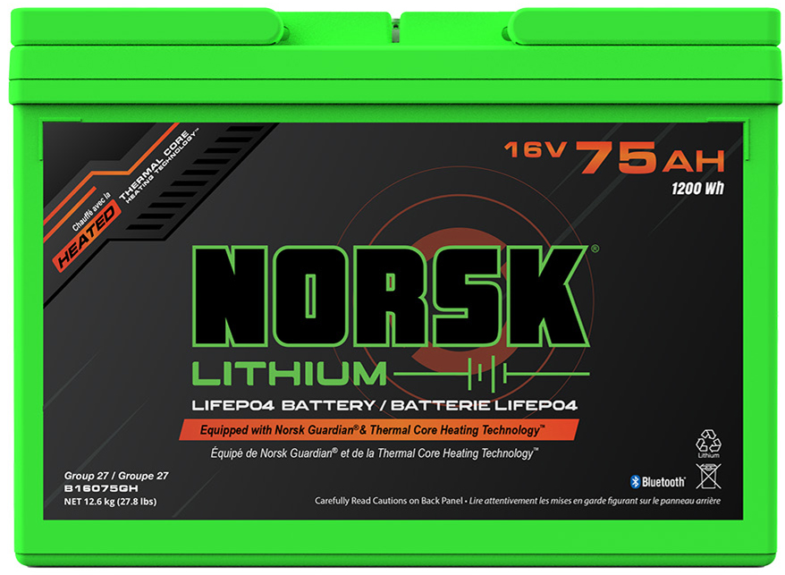 Norsk Lithium 16V 75AH Heated lithium battery 3