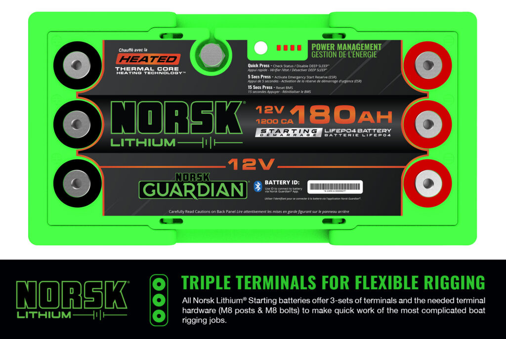 Norsk Lithium Starting Battery Triple Terminals Norsk Guardian Power Management Button Emergency Start Reserve ESR