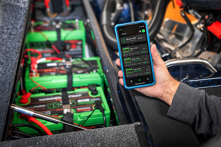 Norsk Gaurdian App connected to Norsk Lithium batteries in a Pheonix 819 Pro