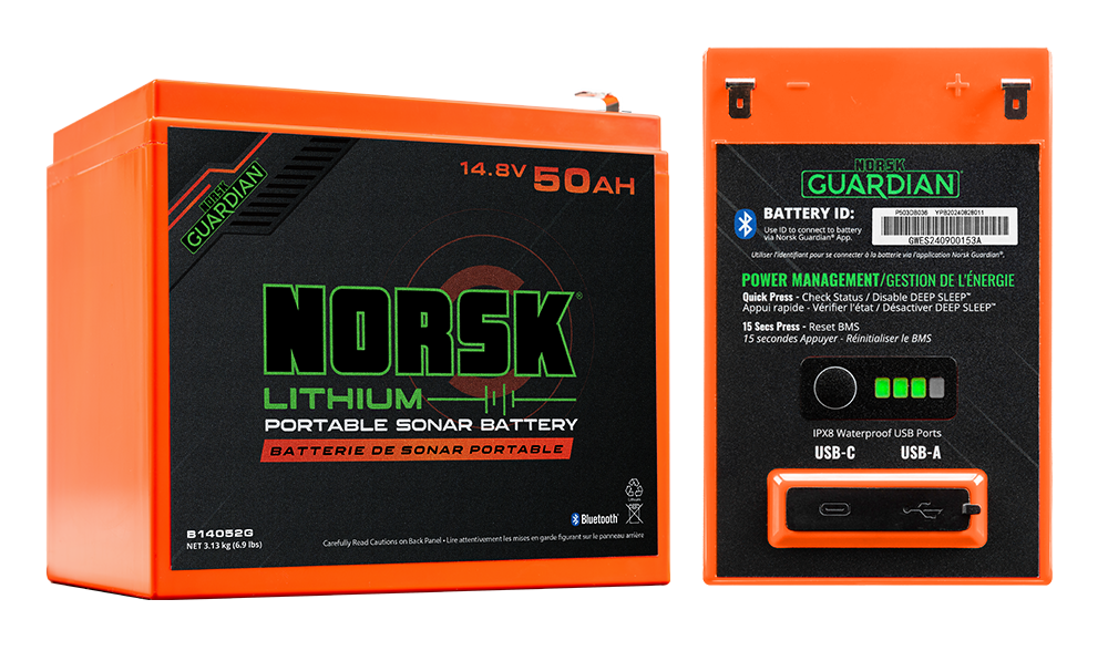 Line up of orange 14.8V batteries from Norsk Lithium