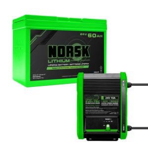 Norsk Lithium 24V Trolling Motor Power Package with 60Ah LiFePO₄ Battery and 24V EVO-TEC On-Board Charger