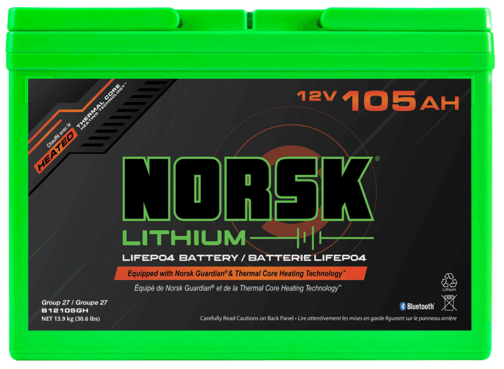 12V 105AH Heated Norsk Lithium Deep Cycle Lithium Marine Battery Product Image