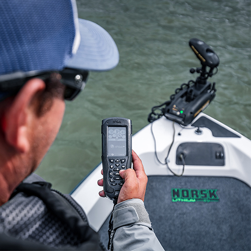 Angler Running Remote Of Trolling Motor Over The Shoulder 500 x 500