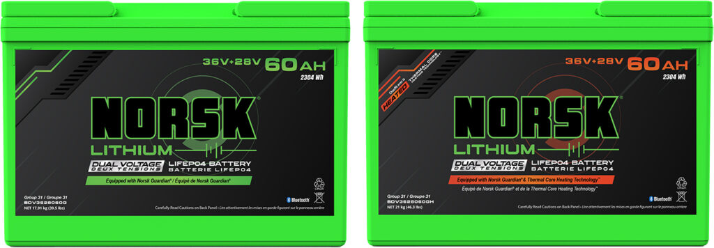 36V Heated and non heated Norsk Lithium Marine Trolling Batteries