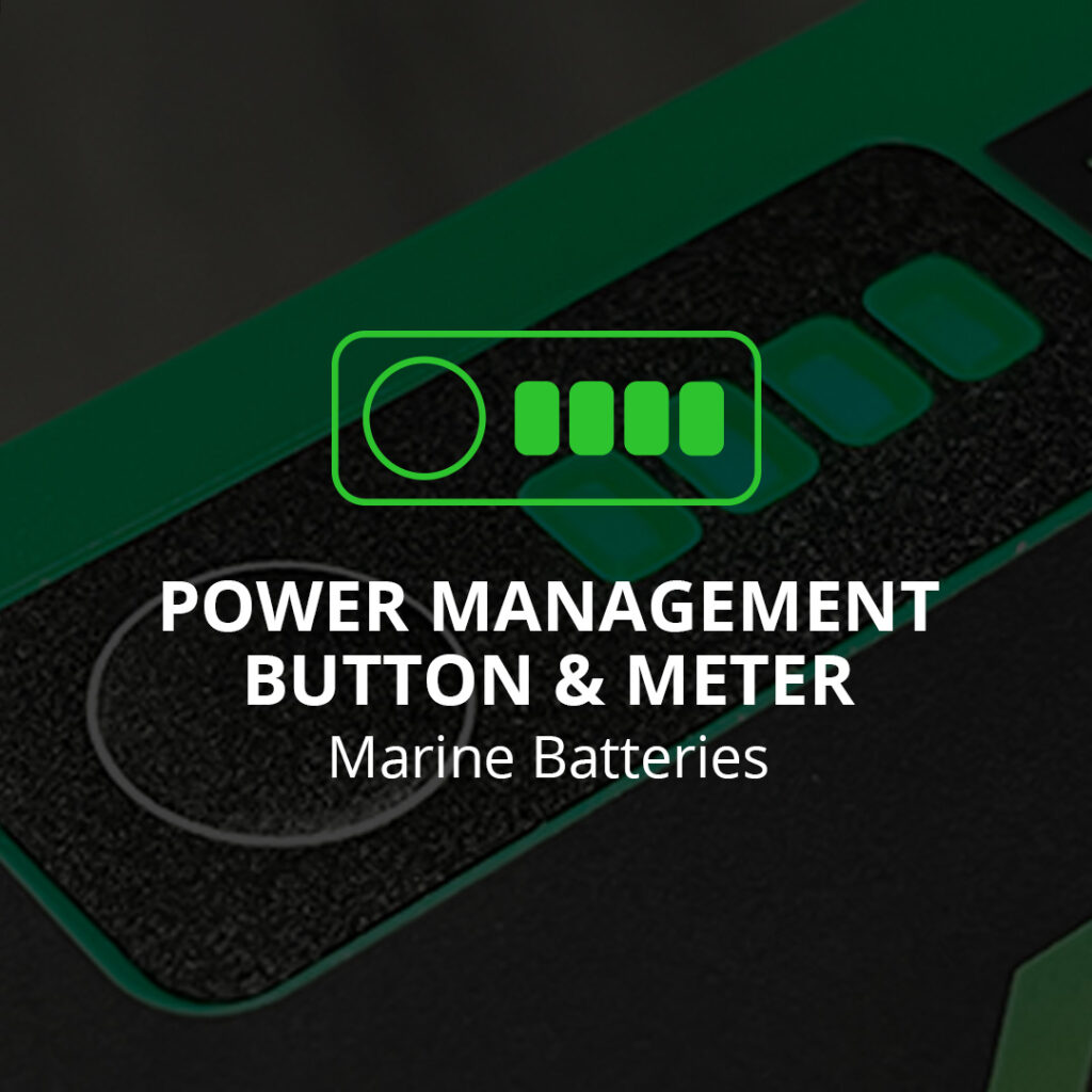 Norsk Lithium Marine Battery Power Management button and battery meter graphic