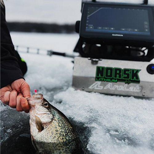 KAyla Frome Crappie Norsk Lithium 32AH in ArcLab Shuttle 500 x 500