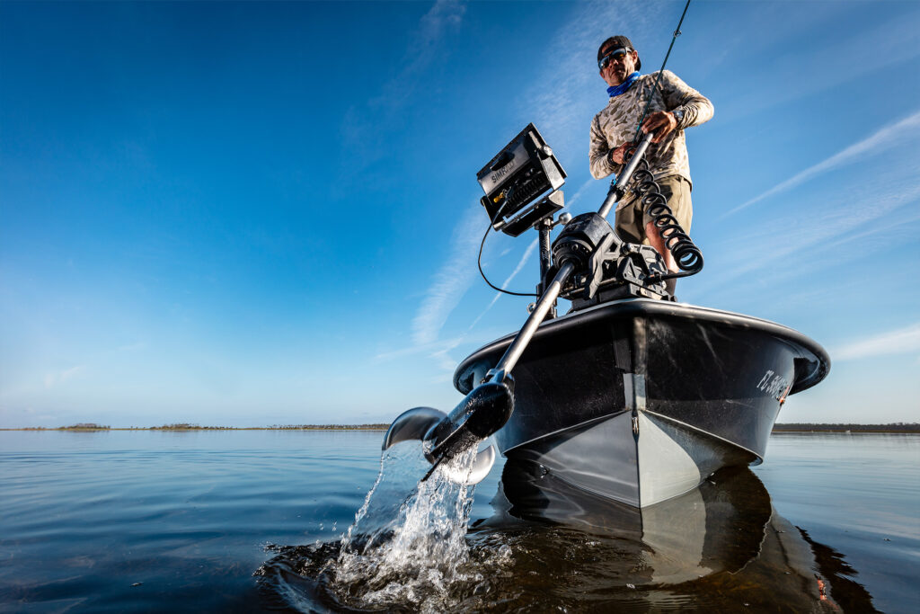 Chris Cenci Pulling up his Power Pole Move Trolling Motor powered by Norsk Lithium Batteries