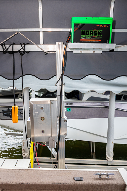 Norsk Lithium 105Ah installed to power a Boat Lift Norsk Lithium Wheelhouse Lithium Power Package