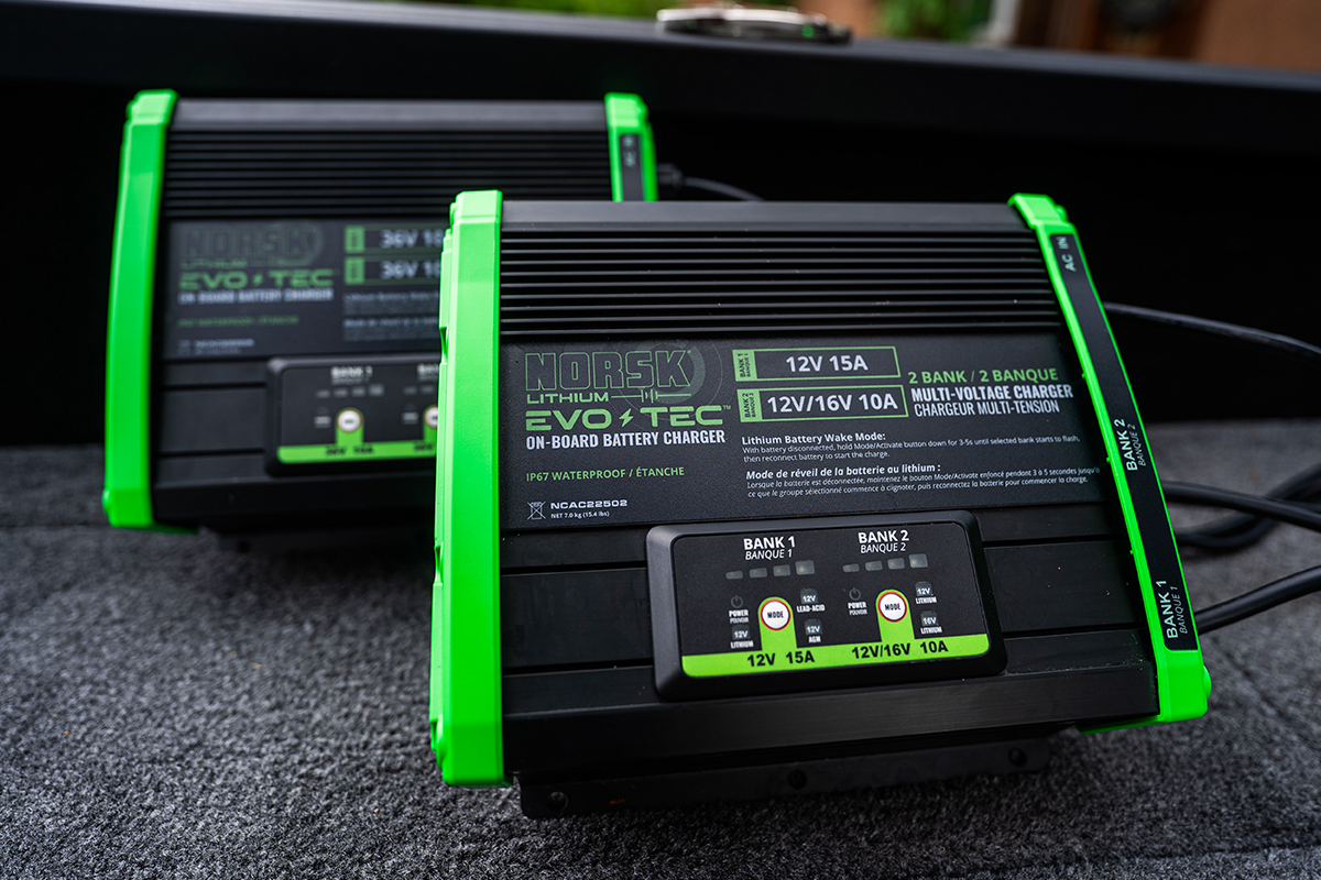 Norsk Lithium EVO-TEC on-board chargers for multi-battery marine setups